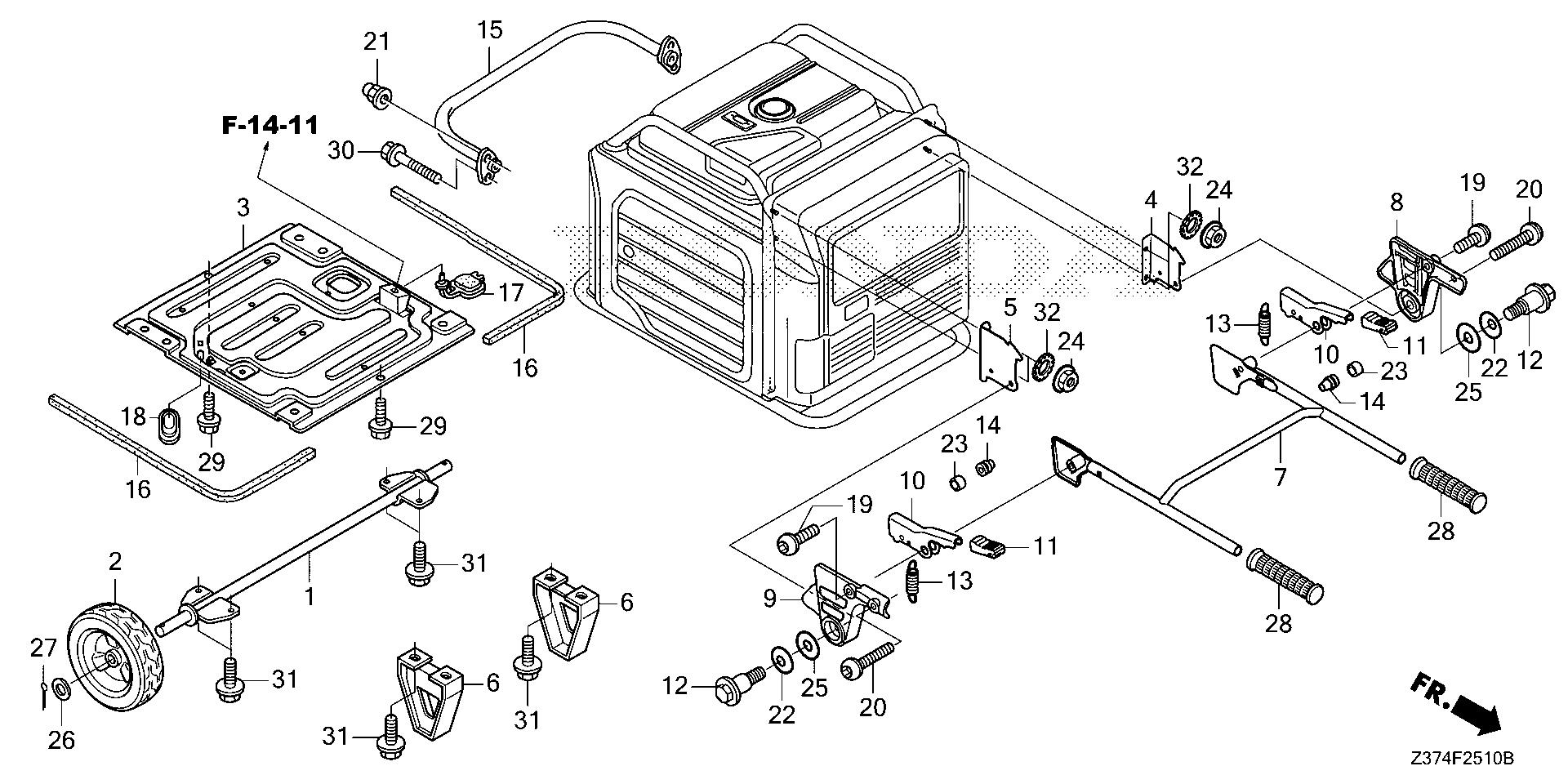 Parts for Generators EU EU7000 EU7000ISN AN EEJD-1300001-9999999  HANDLE@WHEEL | Storm Lawn and Garden, LLC, image size:1920x960